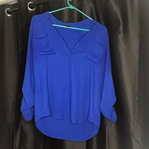Bright blue 3/4 sleeve work blouse